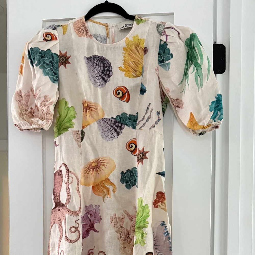 Alemais | Atlantis ocean life puff sleeve dress